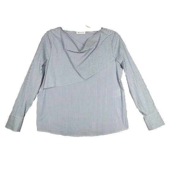 St. Emile‎ Shirt Womens 10 Blue White Nautical Striped Cowl Layered Lagenlook - Picture 1 of 8